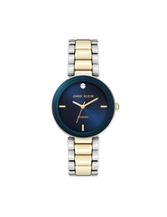 Diamond Dial Bracelet Watch - Anne Klein Navy&Two-Tone