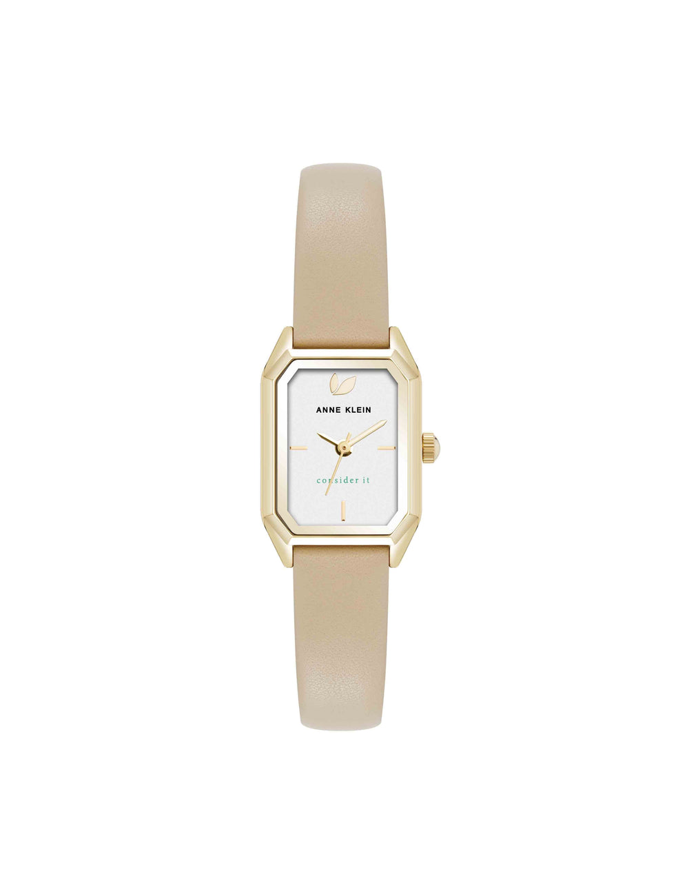 Octagonal Sustainable Leather Band Watch - Anne Klein Gold-Tone/Beige