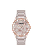 Ceramic Bracelet Floral Dial Watch - Anne Klein Taupe/Rose-Tone
