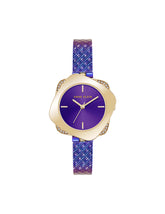 Elegant Hidden Crystal Watch - Anne Klein Iridescent Purple/Gold-Tone