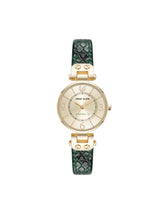 Sustainable Leather Strap Watch - Anne Klein Gold-Tone/Green