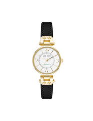 Sustainable Leather Strap Watch - Anne Klein Gold-Tone/Black