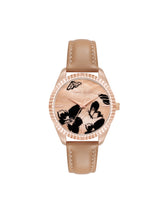 Butterfly Dial Leather Strap Watch in Tan / Rose Gold - Anne Klein