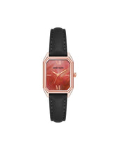 Octagonal Leather Strap Watch in Rose Gold - Anne Klein Black/Burgundy/Rose-Tone