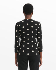 Printed Faux Wrap Top in Polka Dot - Anne Klein Anne Black&Anne White