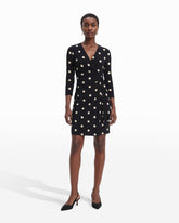 Dot Print Faux Wrap Dress - Anne Klein Anne Black/Anne White