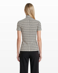 Chainlink Mock Neck Knit Top - Anne Klein Anne White/Anne Blk
