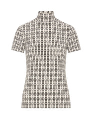 Chainlink Mock Neck Knit Top - Anne Klein Anne White/Anne Blk