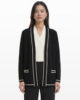 Open-Front Cardigan with Contrast Tipping - Anne Klein Anne Black/ Anne White