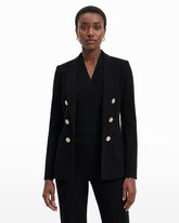 Double Breasted Blazer with Patch Pockets - Anne Klein Anne Black