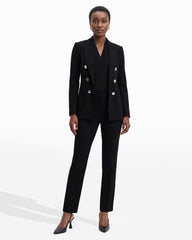 Double Breasted Blazer with Patch Pockets - Anne Klein Anne Black