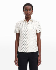 Polka Dot Cap Sleeve Blouse - Anne Klein Anne White/Anne Black