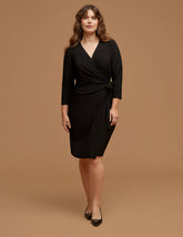 Plus Size Wrap Dress in Black - Anne Klein Anne Black