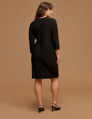 Plus Size Wrap Dress in Black - Anne Klein Anne Black