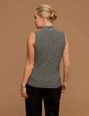 Plus Size Sleeveless Polka Dot Pleat Top - Anne Klein Anne Black/ Anne White
