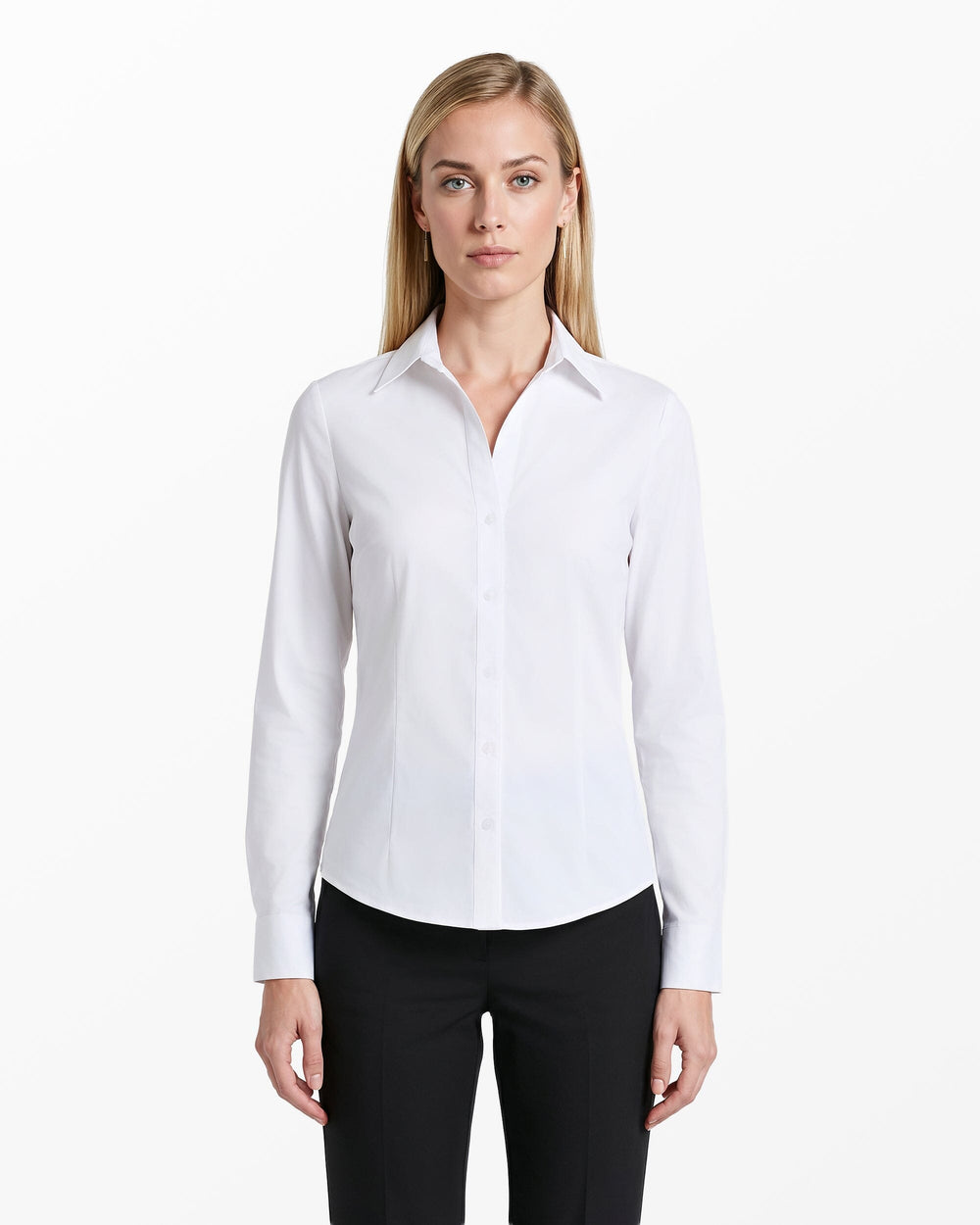 Long Sleeve Button Front Top - Anne Klein Bright White