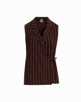 Sleeveless Notch Neck Wrap Top in DK CHOC / WHT DV - Anne Klein DK CHOC/WHT DV