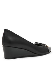 Leather Wedge Waiter Shoe in Black Leather - Anne Klein Black Leather