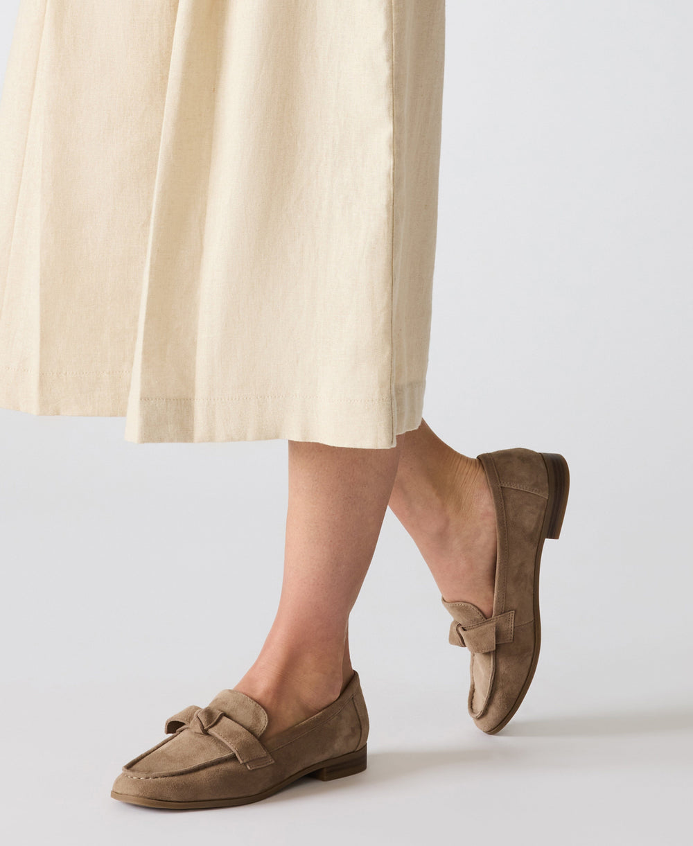 Bowie Slip-On Loafer in Taupe Suede - Anne Klein Taupe Suede