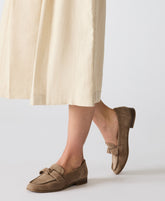 Bowie Slip-On Loafer in Taupe Suede - Anne Klein Taupe Suede