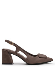 Slingback Renetta Heels - Anne Klein Taupe Micro suede