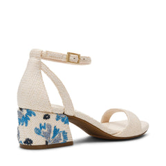 Pointed Toe Block Heel Pumps - Anne Klein Natural/Blue