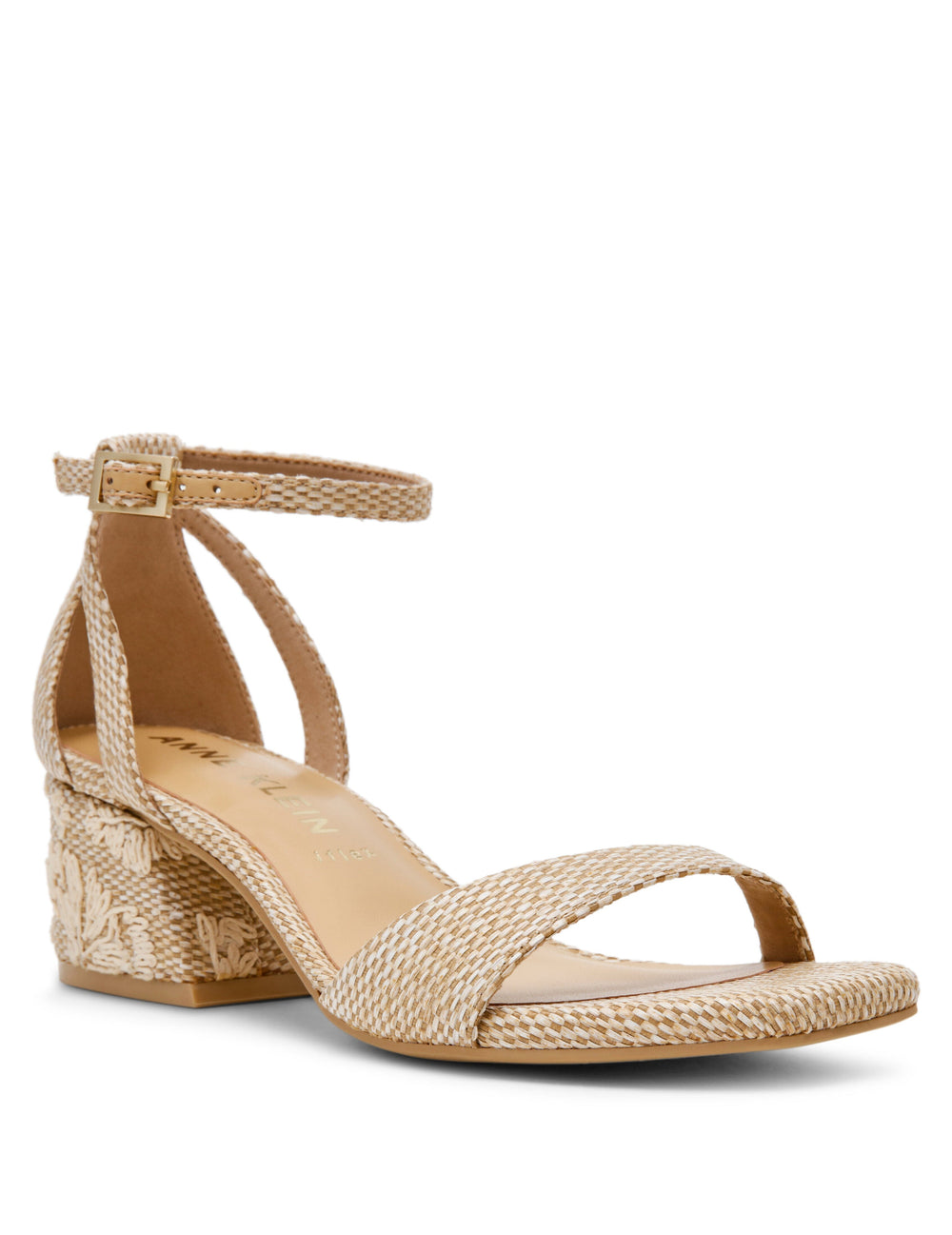 Pointed Toe Block Heel Pumps - Anne Klein Natural Multi