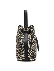 Printed Bucket Bag in Zebra: Black-Cream / Black - Anne Klein
