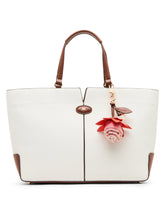 Large East West Tote Bag with Floral Bag Charm in Vanilla Latte / Haze - Anne Klein Vanilla Latte/Hazelnut