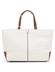 Large East West Tote Bag with Floral Bag Charm in Vanilla Latte / Haze - Anne Klein Vanilla Latte/Hazelnut