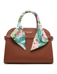 Rounded Satchel with Convertible Strap in Hazelnut / Hibiscus-Pink Mul - Anne Klein Hazelnut/Hibiscus-Pink Multi
