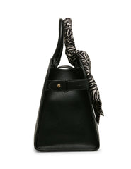 Rounded Satchel with Convertible Strap in Black / Zebra - Anne Klein Black/Zebra