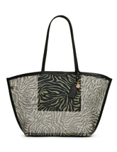 Printed Mesh Tote Bag with Pouch in Zebra: Black-Cream / Black | Anne - Anne Klein Zebra