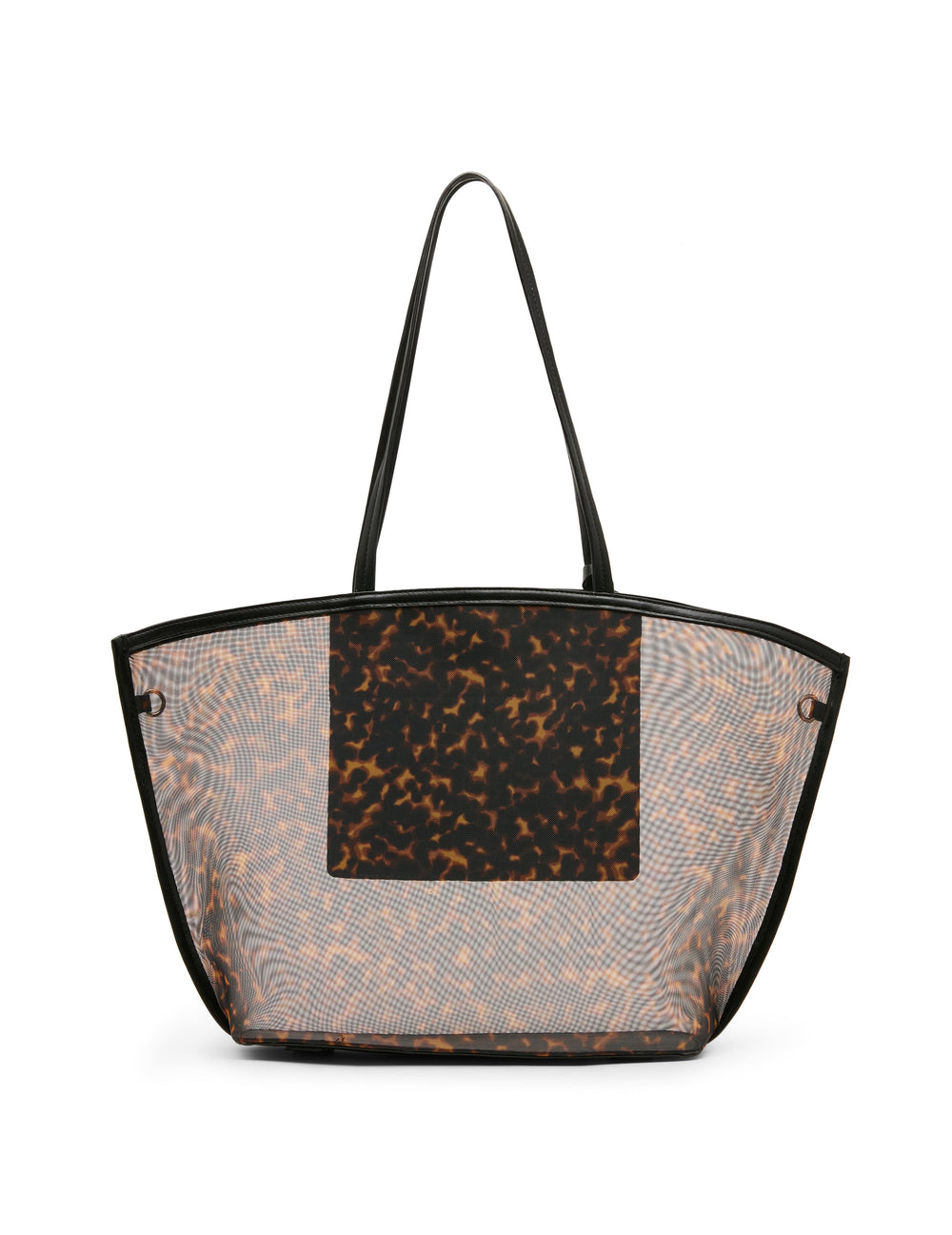 Printed Mesh Tote Bag with Pouch in Tortoise: Black Multi / Black | An - Anne Klein Tortoise