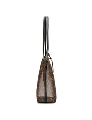 Printed Mesh Tote Bag with Pouch in Tortoise: Black Multi / Black | An - Anne Klein Tortoise