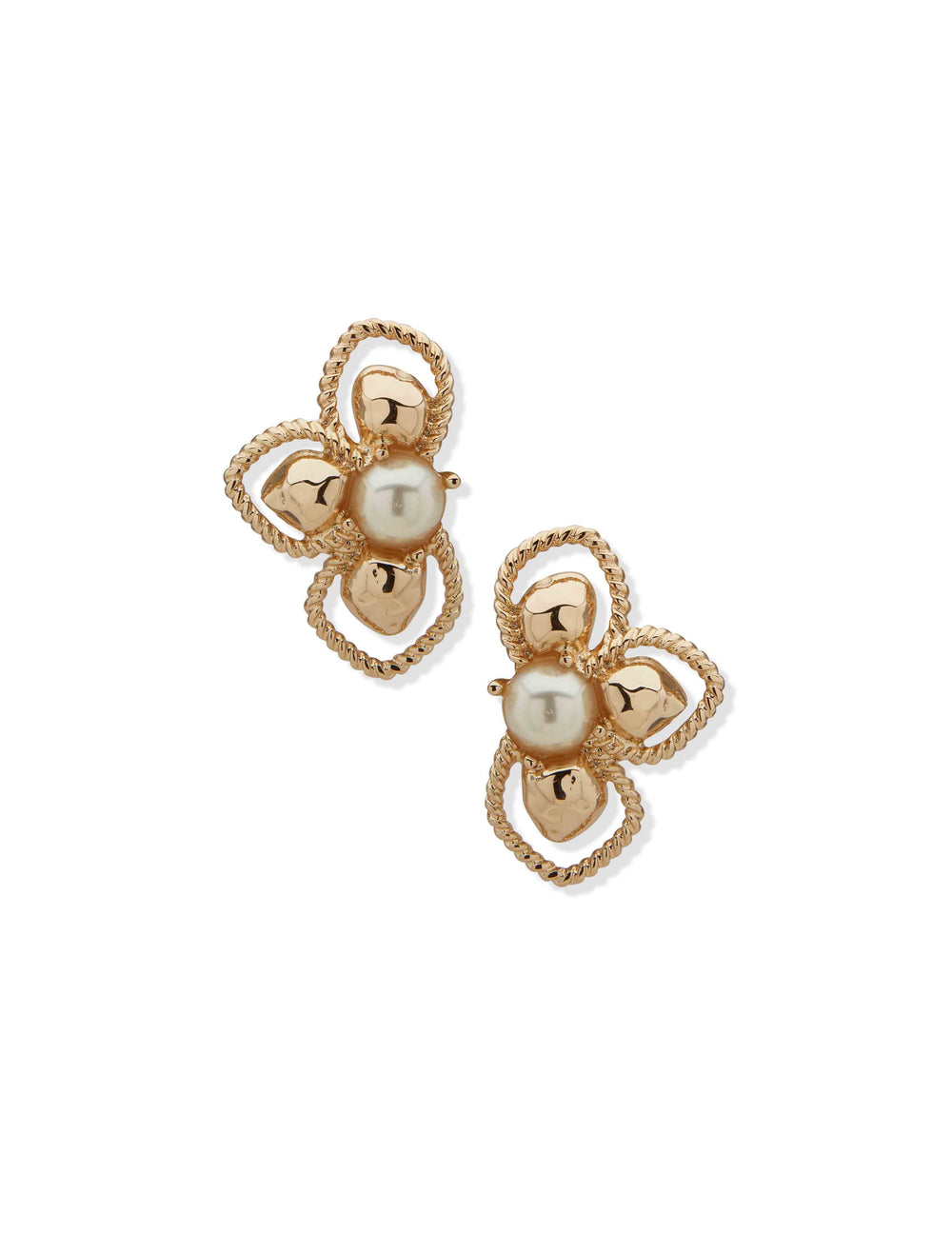 Ce Openwork Hammered Mtl & Prl Floral Btn-Gld/Prl - Anne Klein