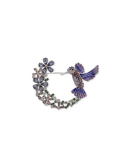 Bx Hummingbird & Floral Pin-Gld/Multi - Anne Klein
