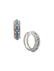 Pe 28Mm Emerald Cut Stn Hoop-Slv/Blue/Cry - Anne Klein