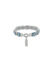 Br Emerald Cut & Bar Stn W/Tassel-Slv/Blue/Cry - Anne Klein