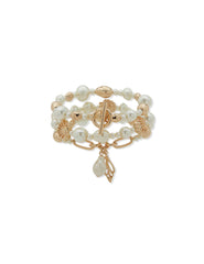 Triple Row Pearl Stretch Bracelet - Anne Klein