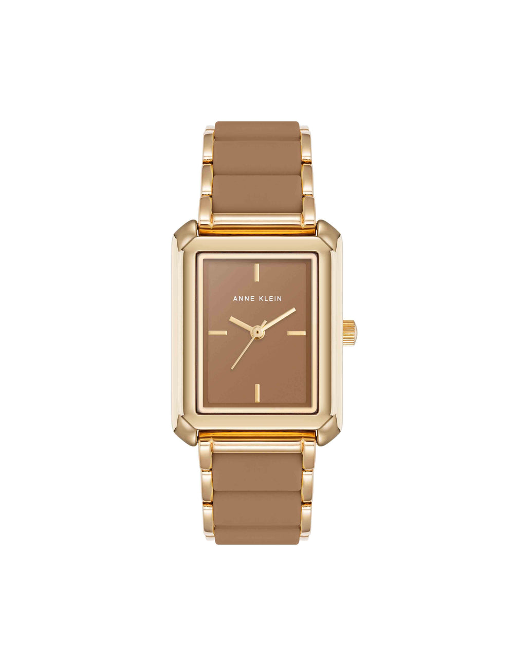 Rectangular Silicone Bracelet Watch - Anne Klein Mocha/Gold-Tone