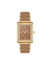 Rectangular Silicone Bracelet Watch - Anne Klein Mocha/Gold-Tone