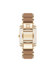 Rectangular Silicone Bracelet Watch - Anne Klein Mocha/Gold-Tone