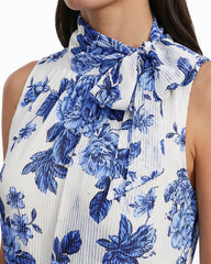 Tie Neck Tiered Midi Dress - Anne Klein MARINA MULTI