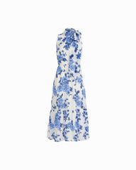Tie Neck Tiered Midi Dress - Anne Klein MARINA MULTI