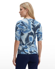 Elbow Ruched Sleeve Top - Anne Klein DISTANT MNTN MULTI