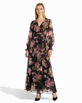 Bell Cuff Faux Wrap Dress - Anne Klein Anne Black Multi