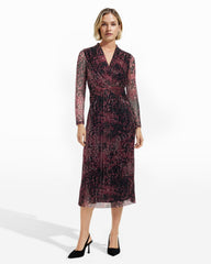 Twist Front Midi Dress - Anne Klein Lotus Pink Multi