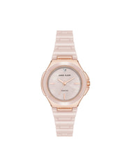 Ceramic Bracelet & Bezel Watch with Diamond - Anne Klein Rose-Tone/Blush Pink