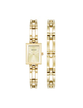 Rectangular Bangle Watch & Bracelet Set - Anne Klein Gold-Tone